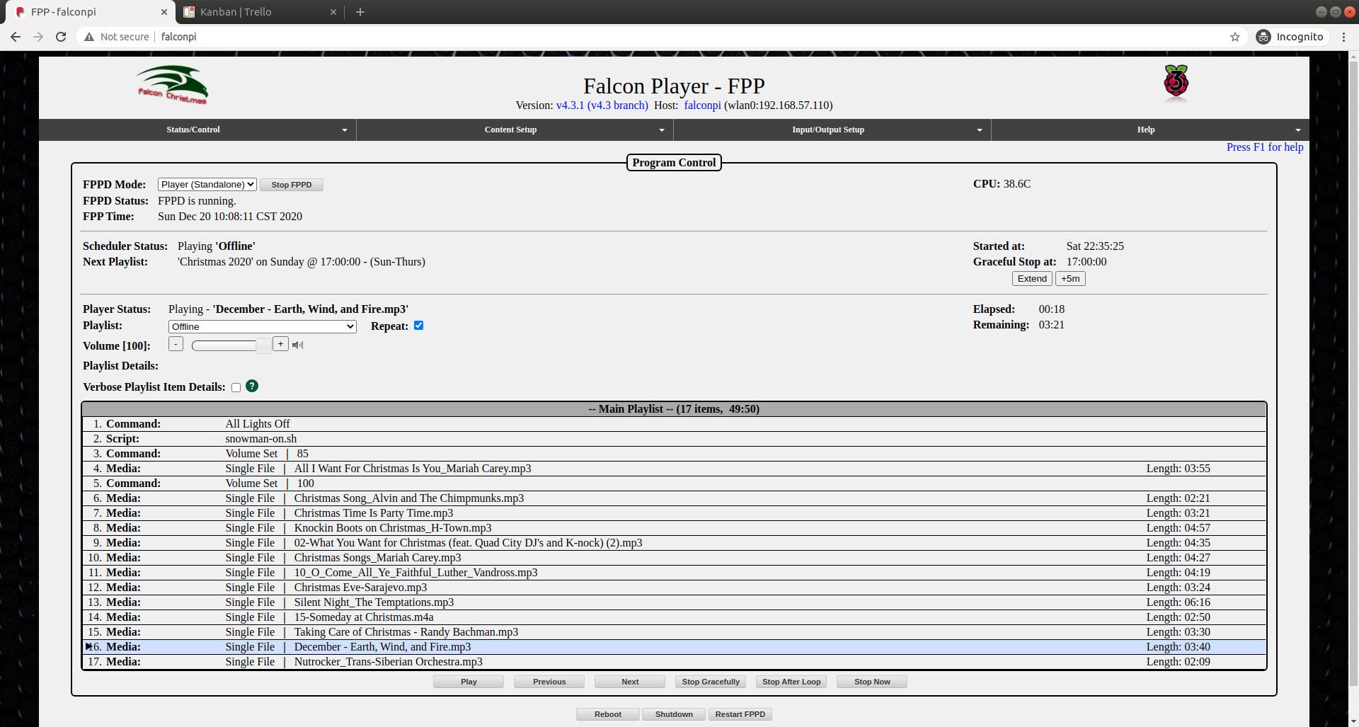 Screenshot of Falcon Pi Player homepage