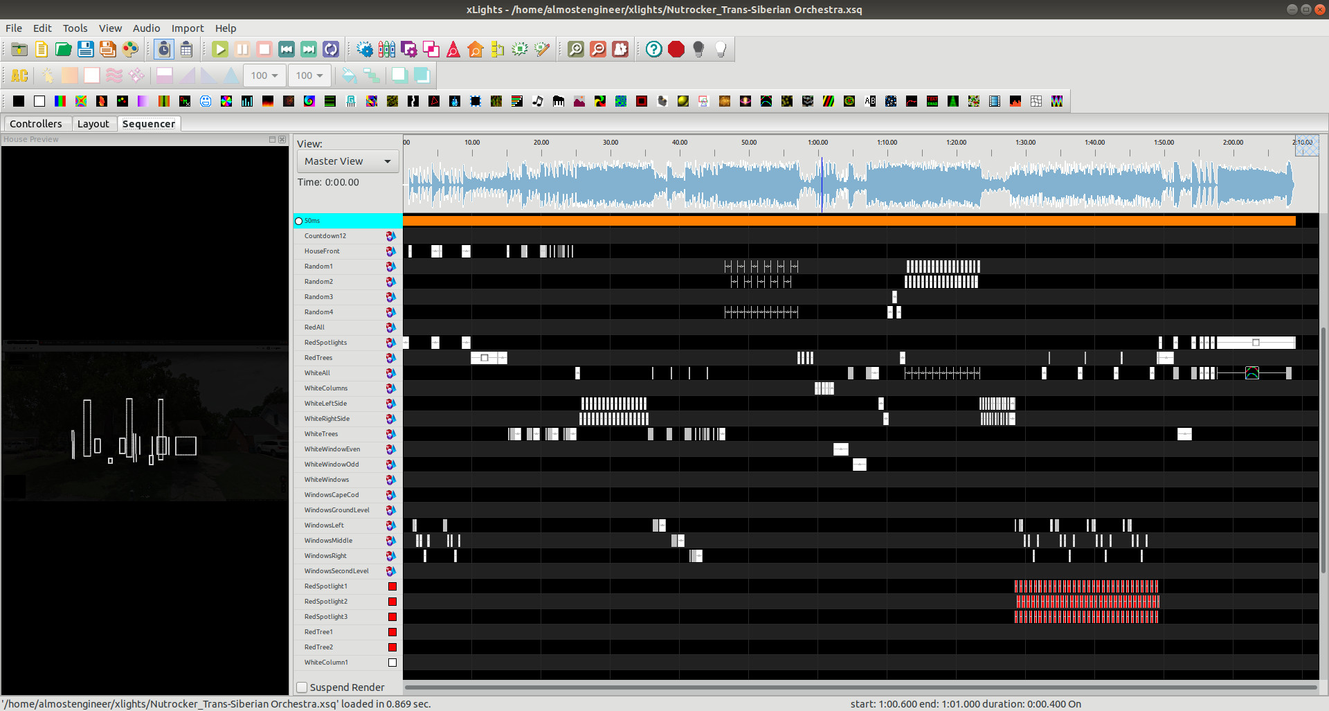 Screenshot of Xlights sequencing