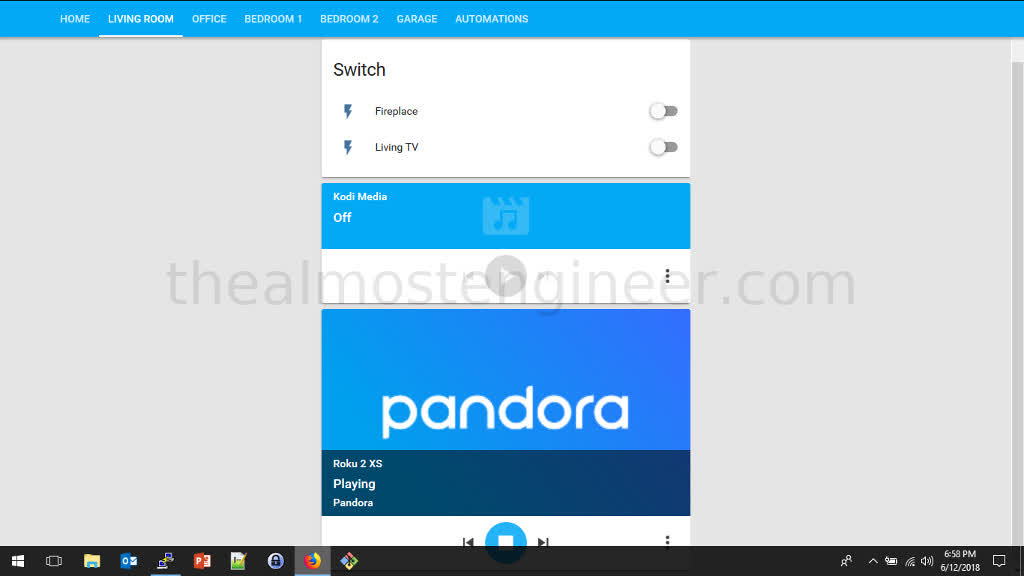 Screenshot of Home Assistant dashboard